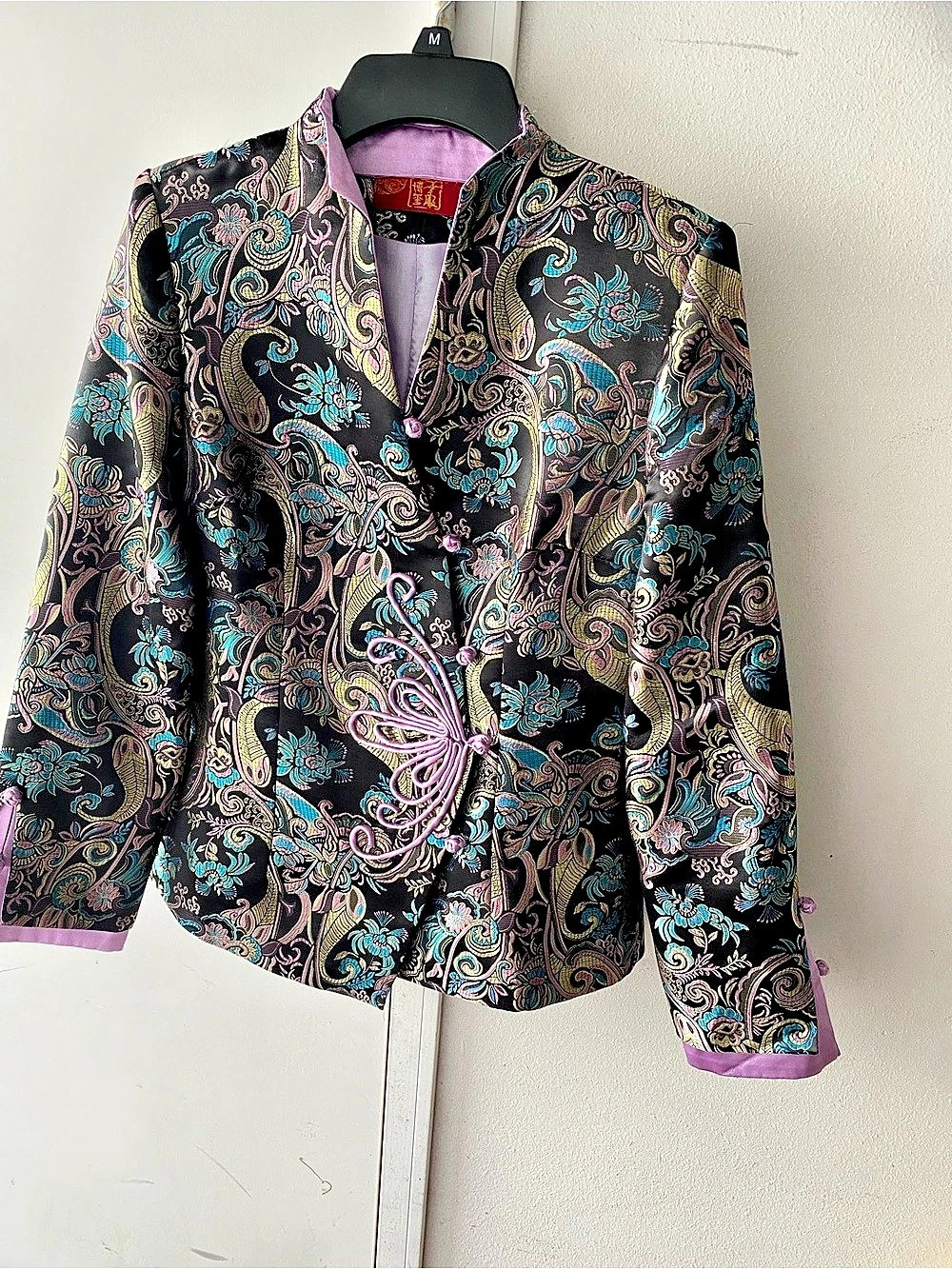 Paisley Brocade Blazer in Black & Purple Like New